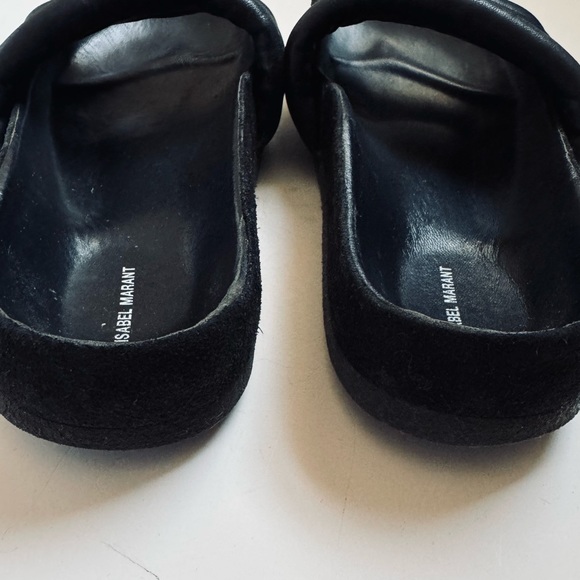 Isabel Marant Black Leather and Suede Hellea Slide Sandals Size 7 - Picture 3 of 5